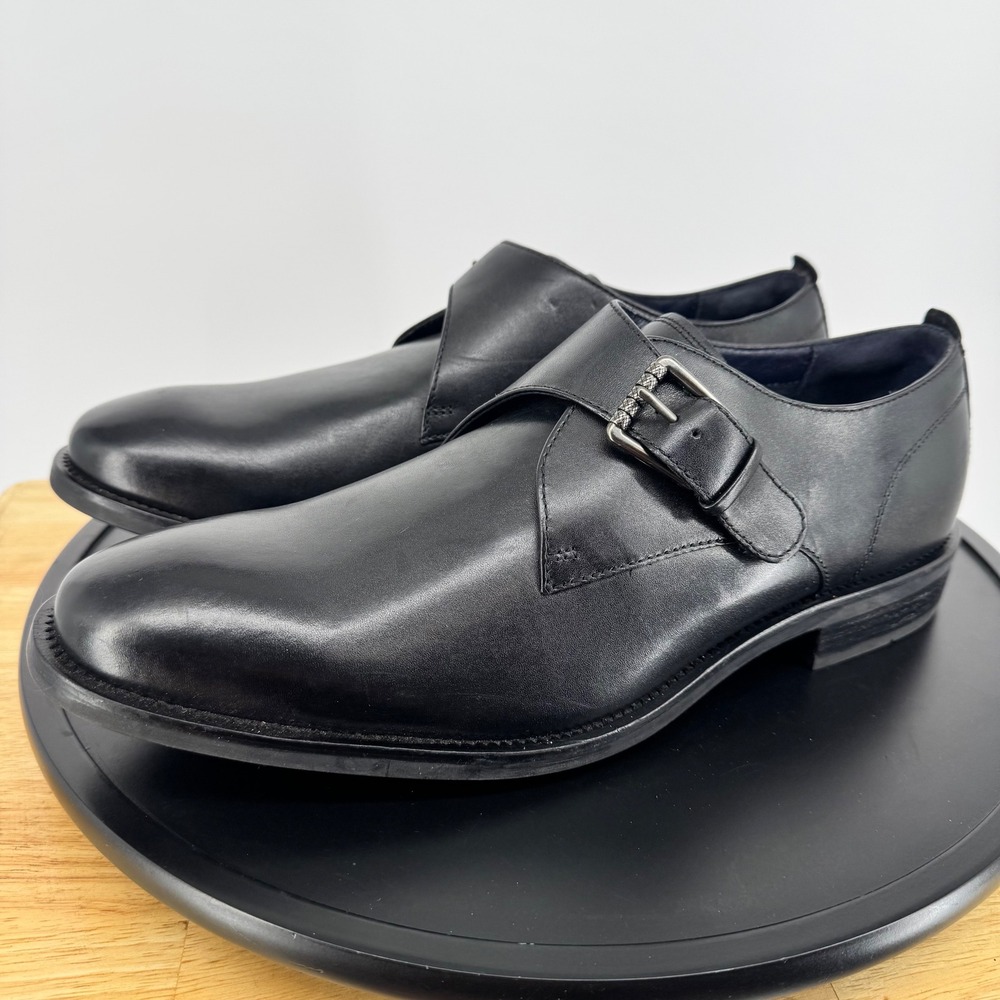NEW Cole Haan Mens Grand.OS Black Leather Single Monk Strap Dress Shoes Size 12 - Picture 1 of 8